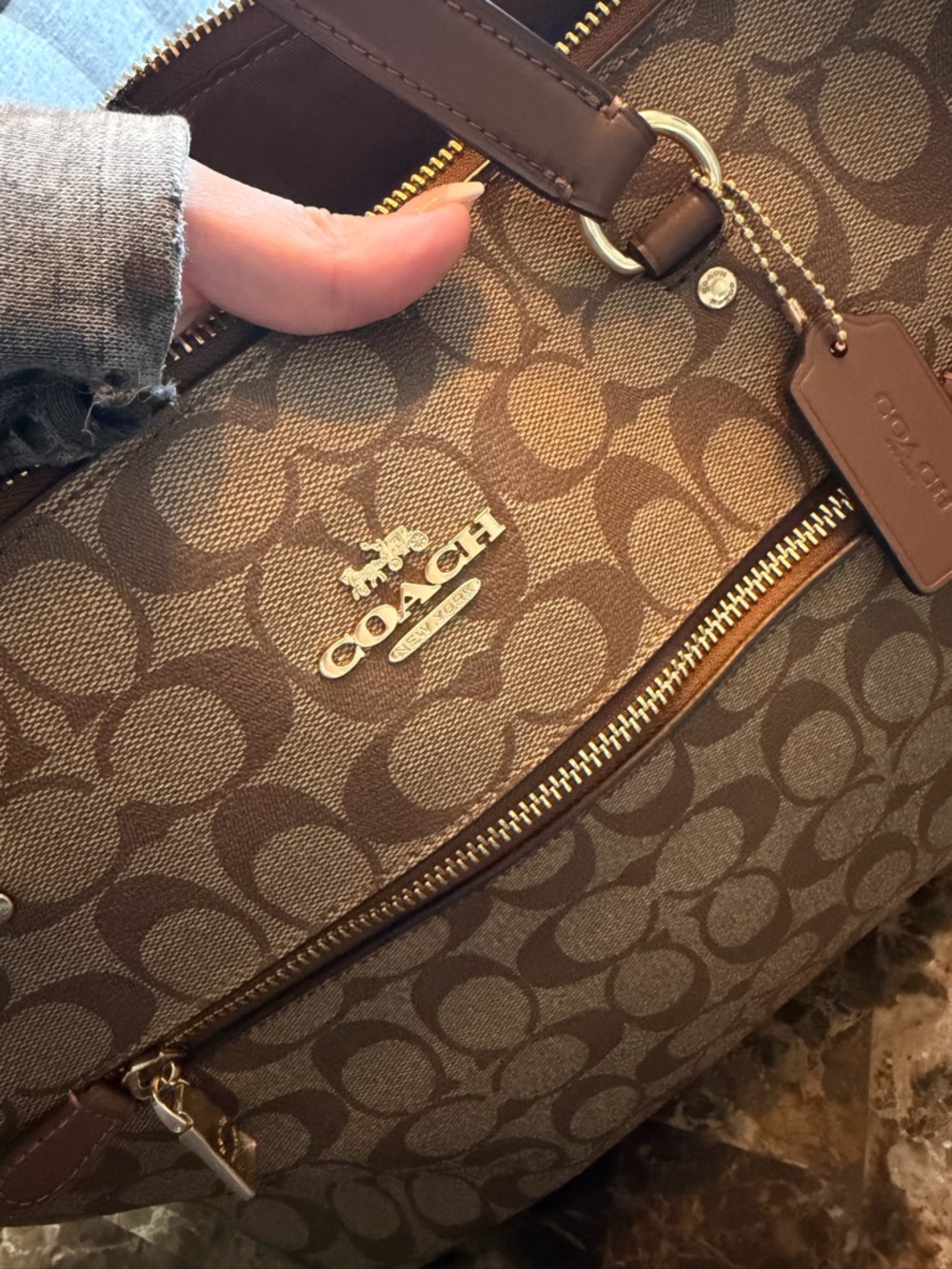 Authentic Coach Signature gallery Canvas Tote Bag in Brown F79609 - Picture 4 of 9